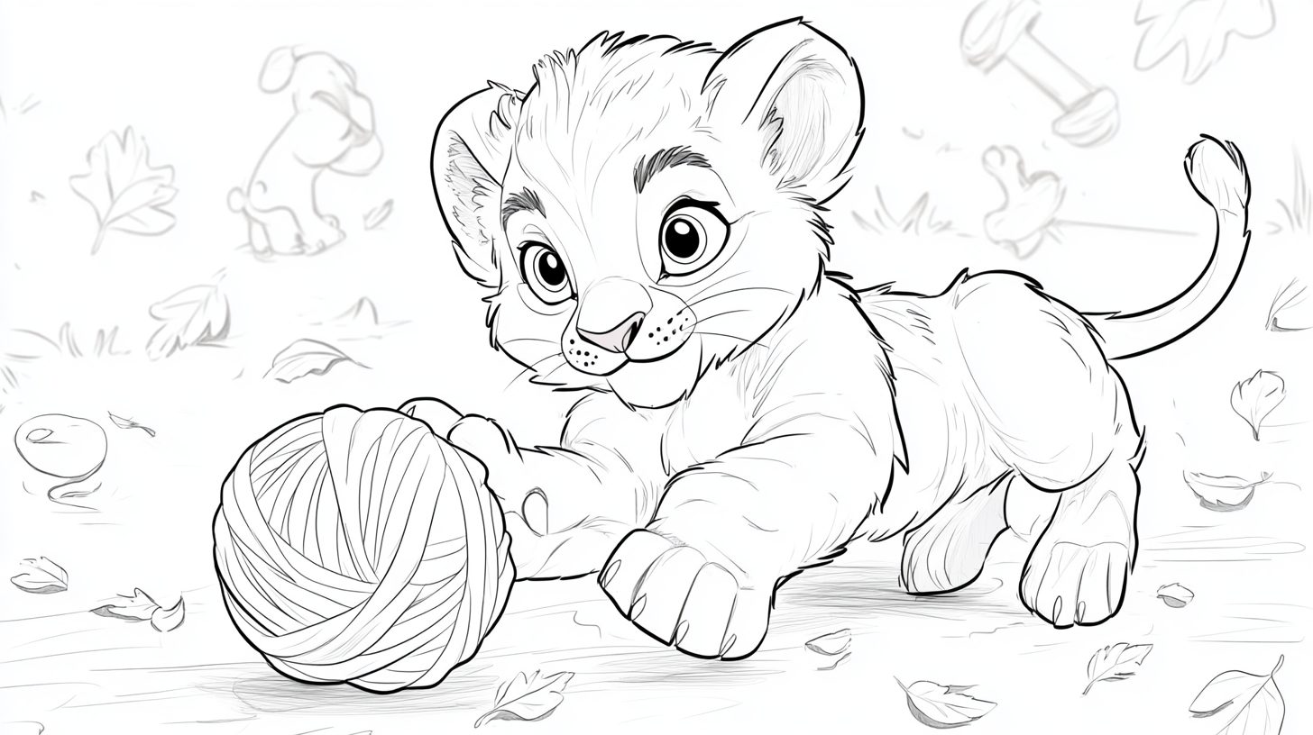 Lion_Cub_Playing_with_A_Ball_of_Yarn