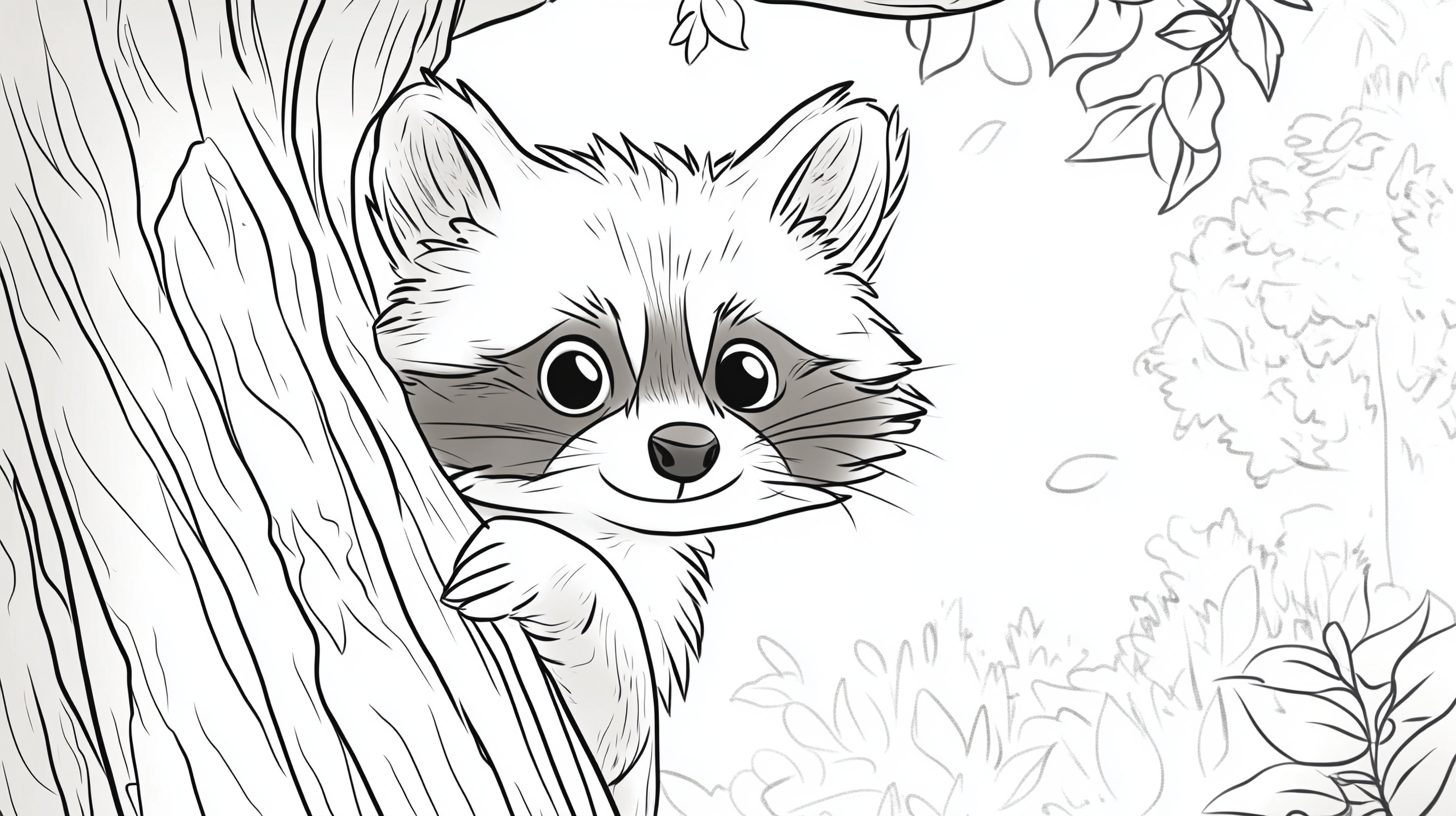 Raccoon_Peeking_out_From_a_Tree