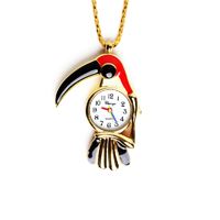 Toucan/Parrot Vintage Style Golden Watch Necklace