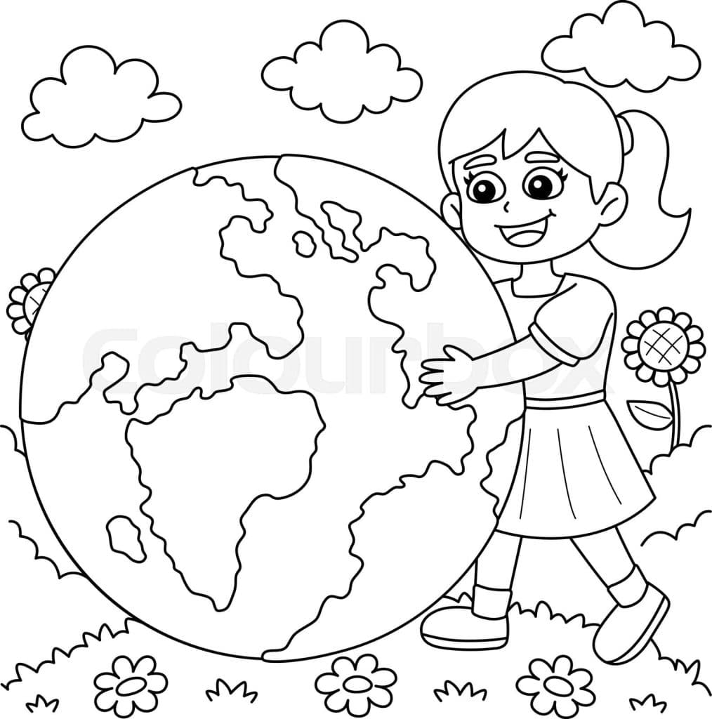 A Happy Girl Holding the Earth