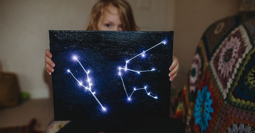 Constellation Chart with Glittery Stars