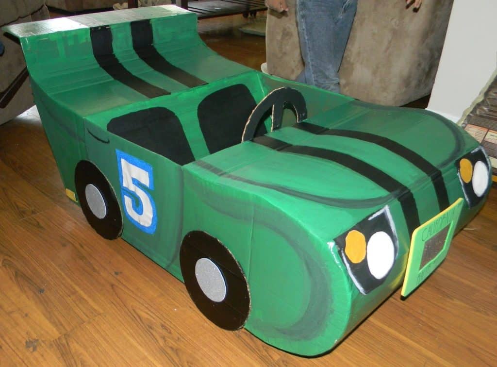Race Car Made of Cardboard Box