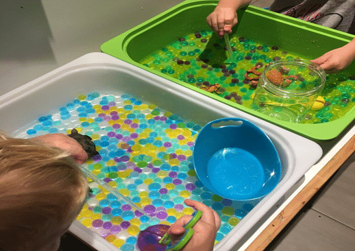 Sensory Bins with Water and Edible Beans