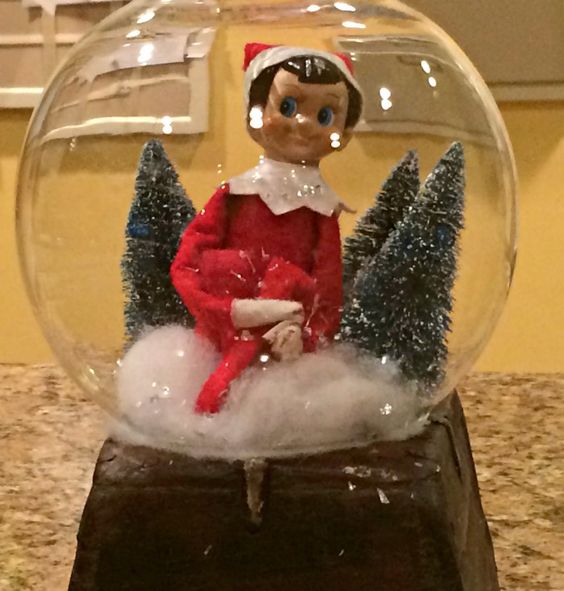 Snow Globe Trapped Elf on a Shelf