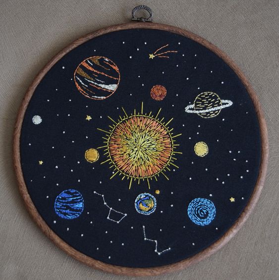 Solar System Embroidery Rings