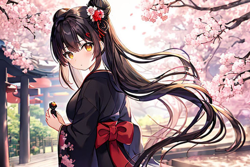 Anime girl with long hair surrounded by cherry blossoms, representing Japanese Girl Names from Pop Culture