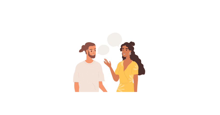 An illustration of a couple engaged in conversation. Tips to Incorporate Computer Jokes in Speech.