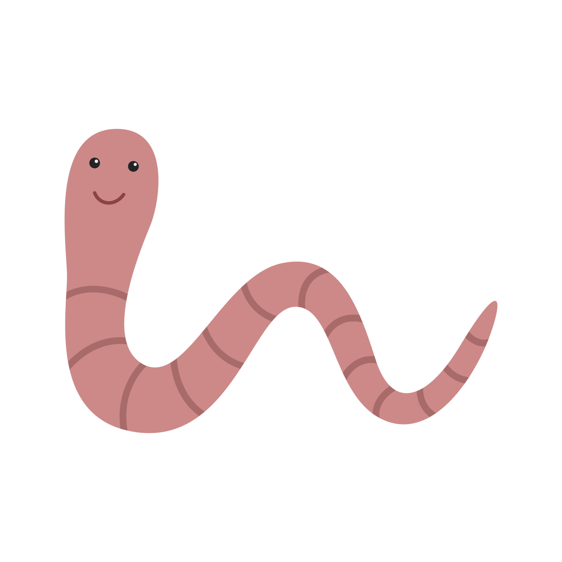 A cheerful cartoon worm with a smile, representing Wiggly Giggles: Worm Jokes