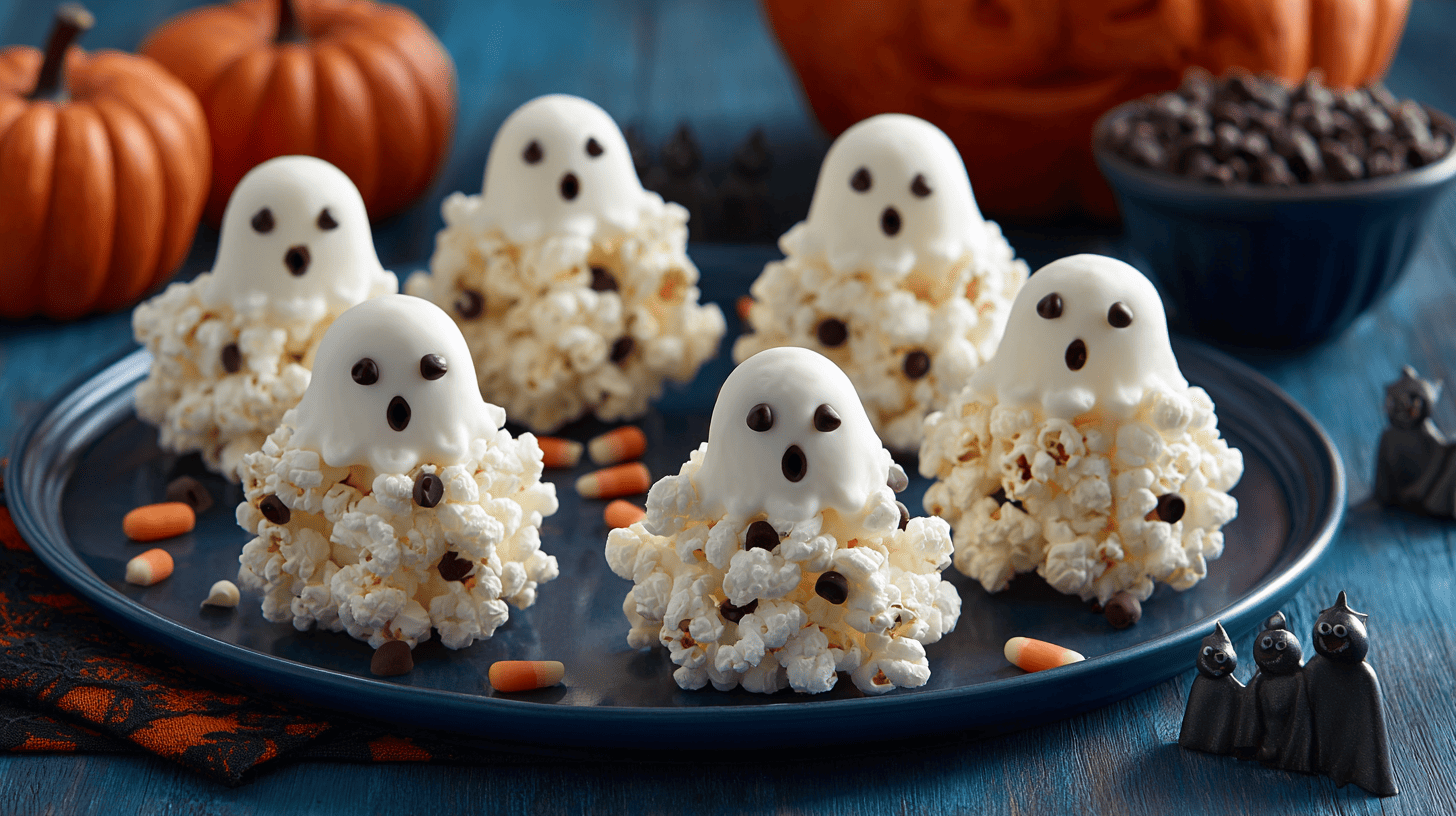 Ghost Popcorn Balls Halloween Snack