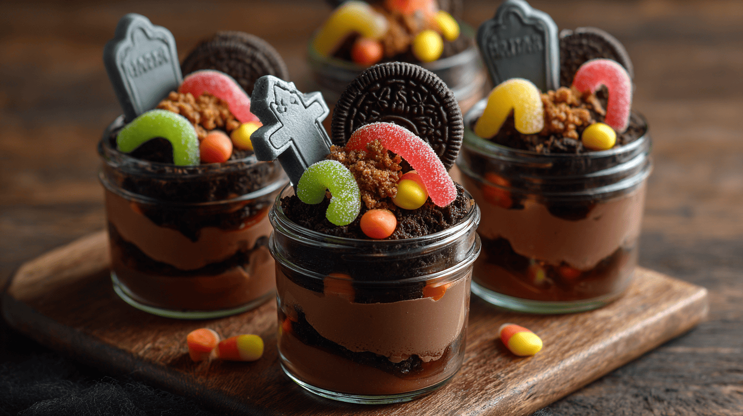Graveyard Dirt Cups Halloween Dessert