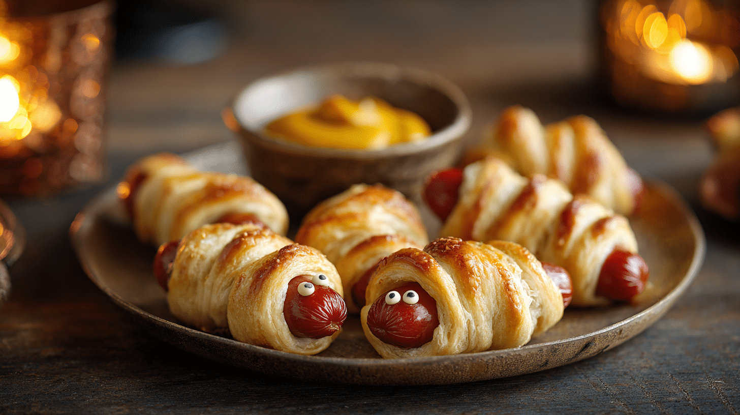 Mini Mummy Hot Dogs Halloween Appetizer