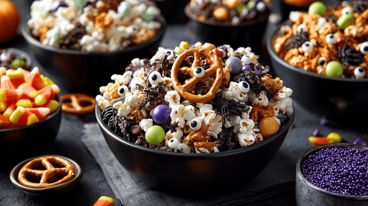 Monster Popcorn Mix Halloween Snack