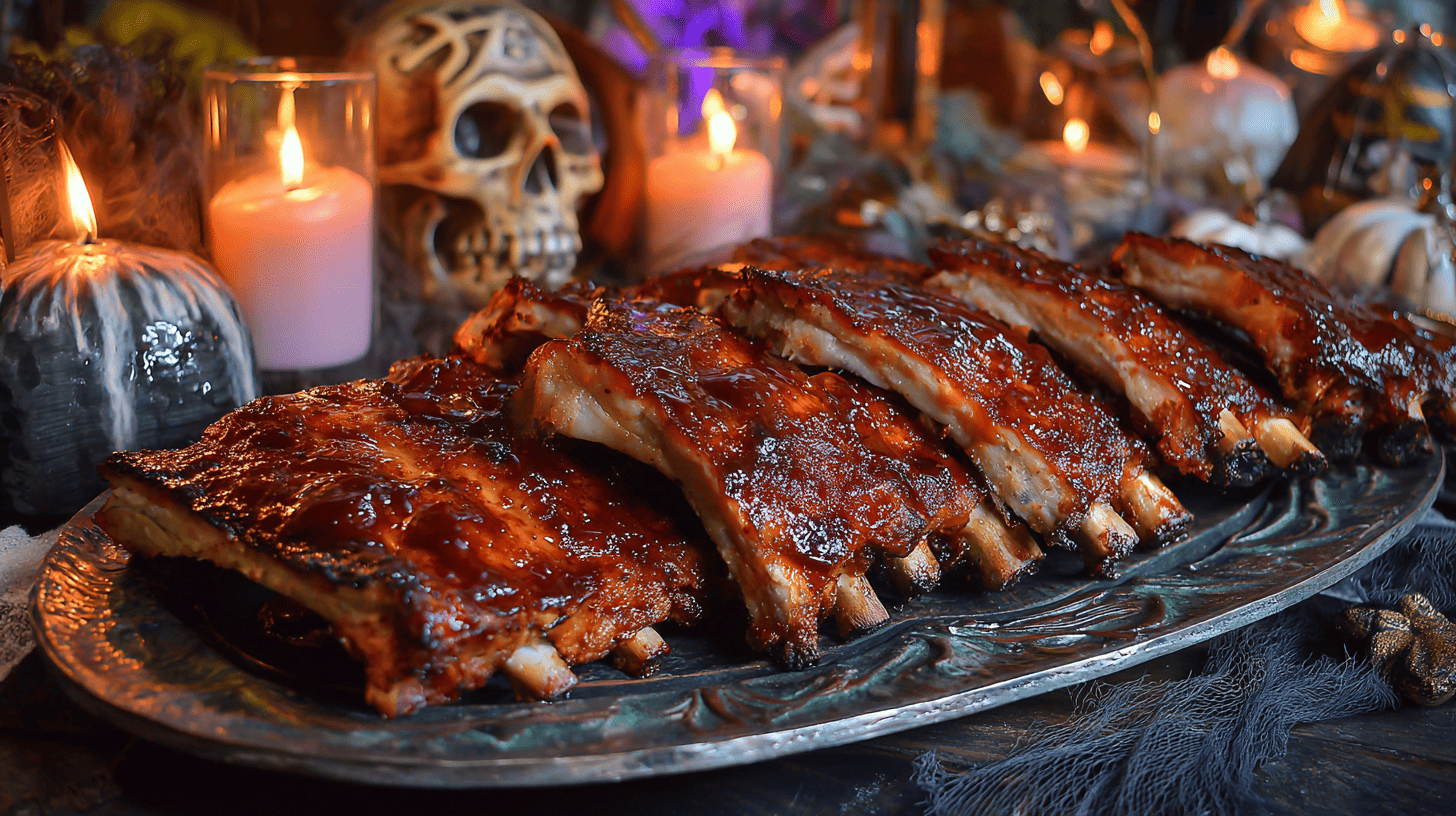 Skeleton Ribs BBQ Platter Halloween Dish