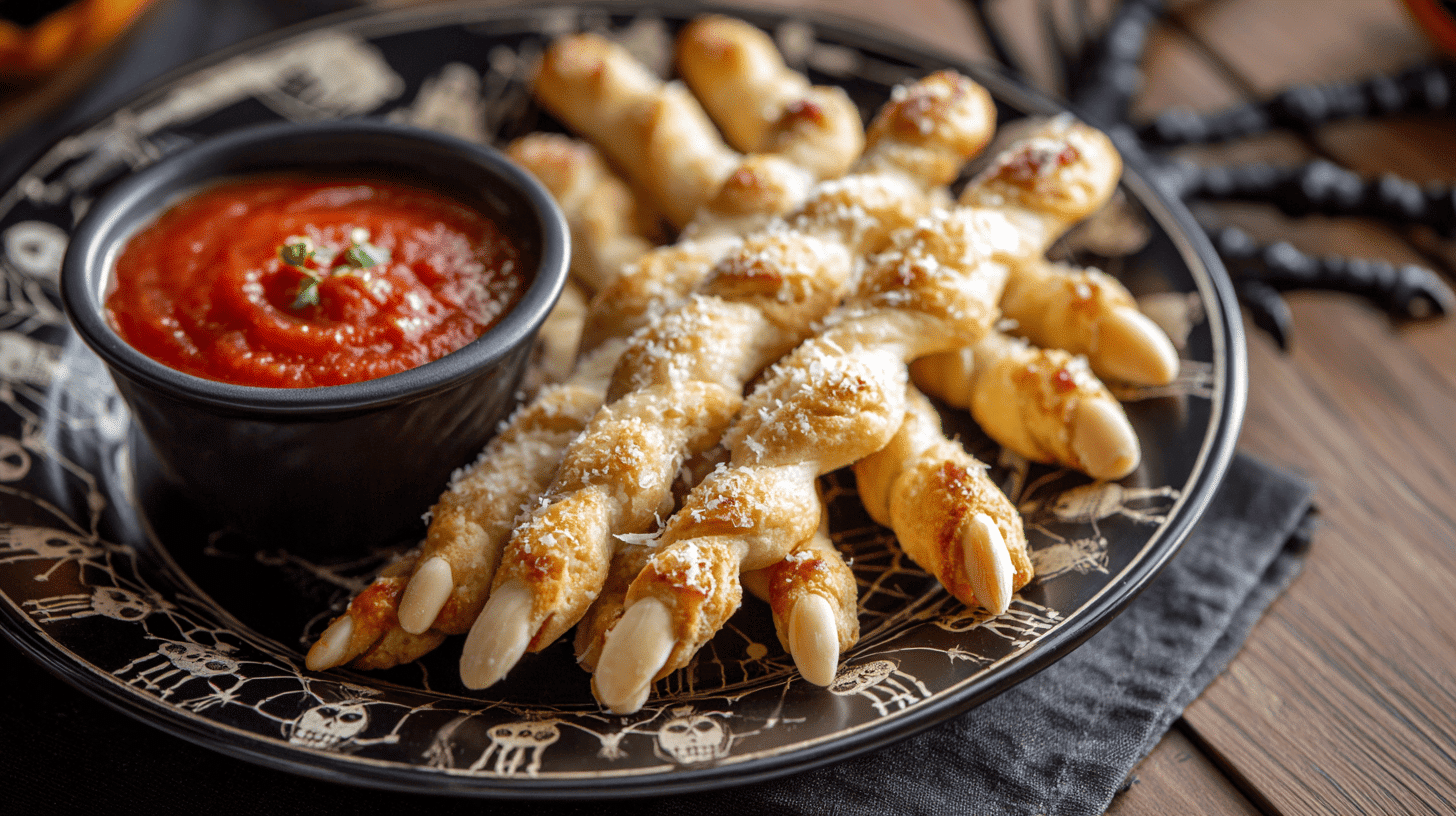 Witch Finger Breadsticks Halloween Snack